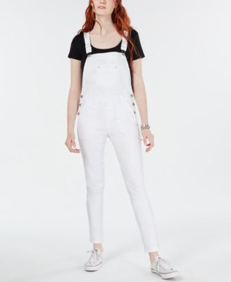 white skinny overalls