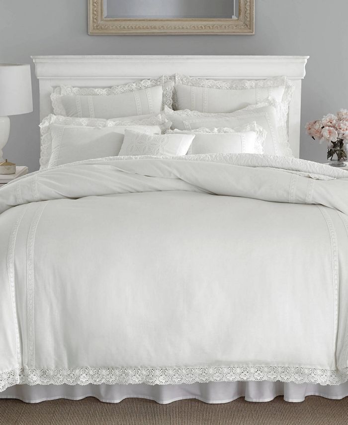 Laura Ashley Annabella White Comforter Set, King &amp; Reviews - Comforters