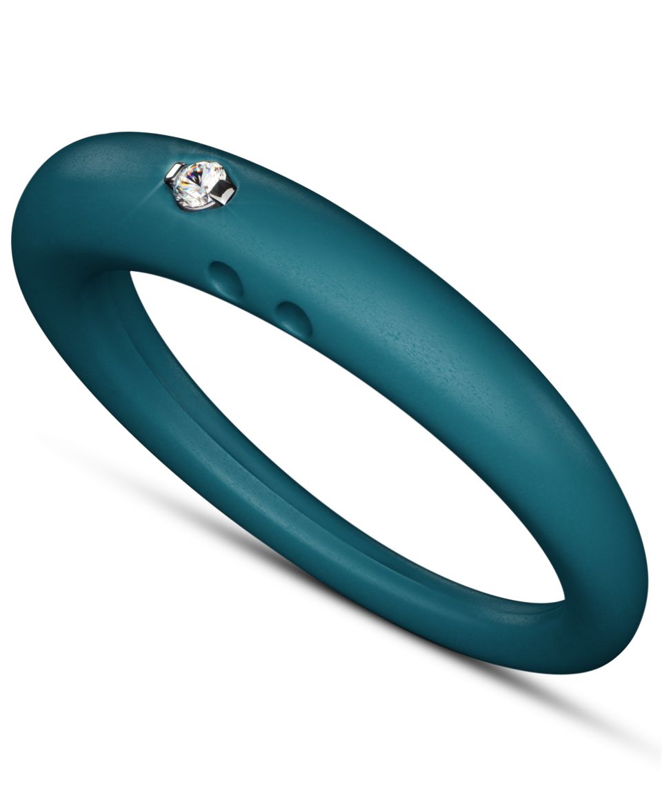 DUEPUNTI Silver and Silicone Ring, Diamond Accent Sky Ring   Rings