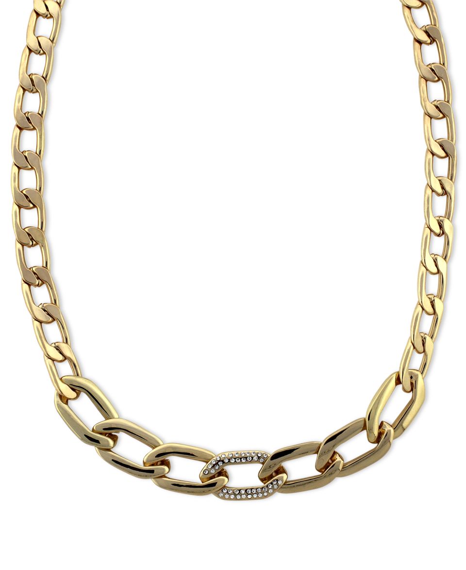 Vince Camuto Necklace, Gold Tone Clear Pave Link Necklace