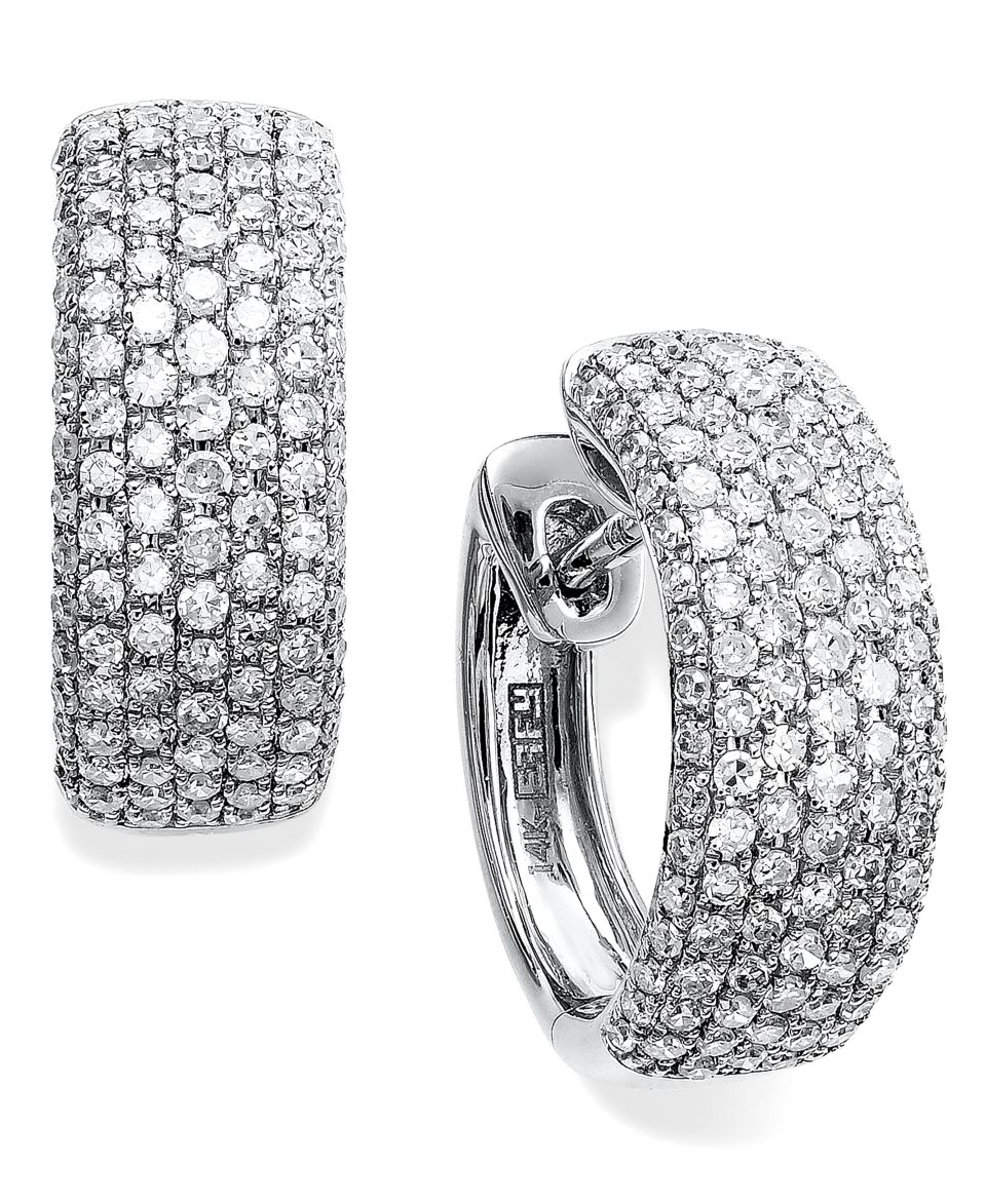 Trio by EFFY Collection Diamond Earrings, 14k White Gold Pave Diamond