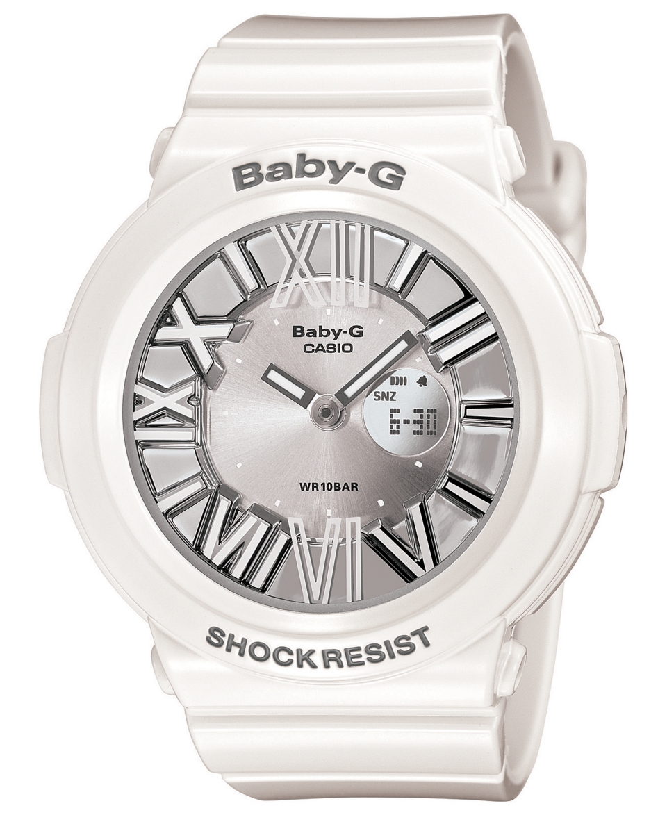 Baby G Watch, Womens Analog Digital White Resin Strap 43x44mm BGA160