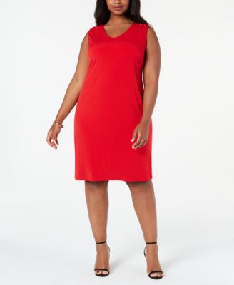 macy's plus size red dresses