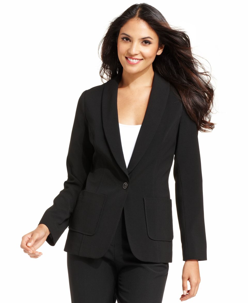 MICHAEL Michael Kors Jacket, V Neck Three Quarter Ruched Pocket