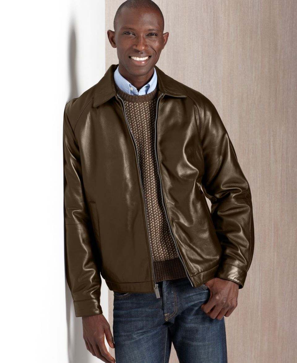 Perry Ellis Portfolio Big and Tall Jacket, Open Bottom Lambskin Leather Jacket   Coats & Jackets   Men