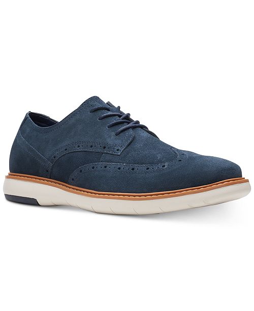 Clarks Men S Draper Wingtip Navy Suede Casual Lace Up Shoes Reviews All Men S Shoes Men Macy S