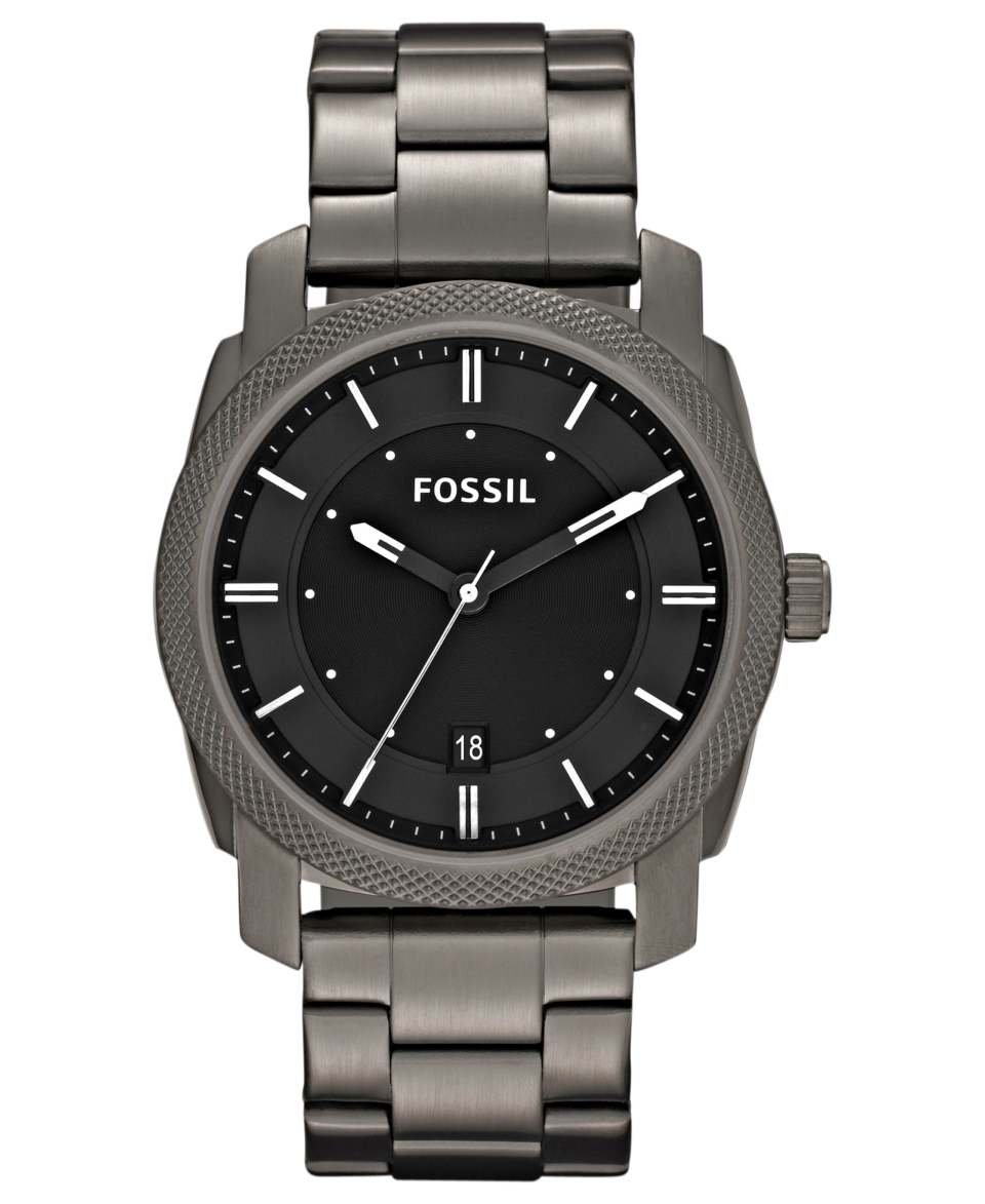 Fossil Watch, Mens Machine Gray Tone Stainless Steel Bracelet 42mm