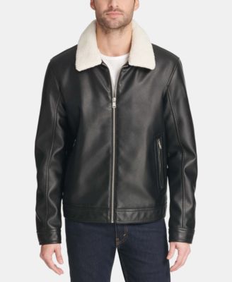 tommy hilfiger men's faux leather bomber jacket