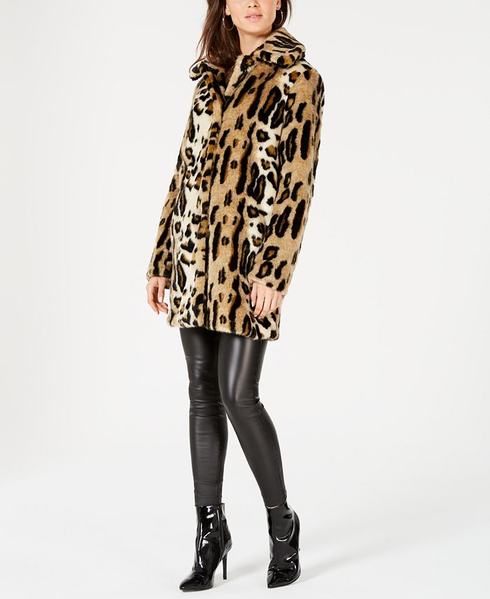 kensie Leopard-Print Faux-Fur Coat & Reviews - Coats - Women - Macy's