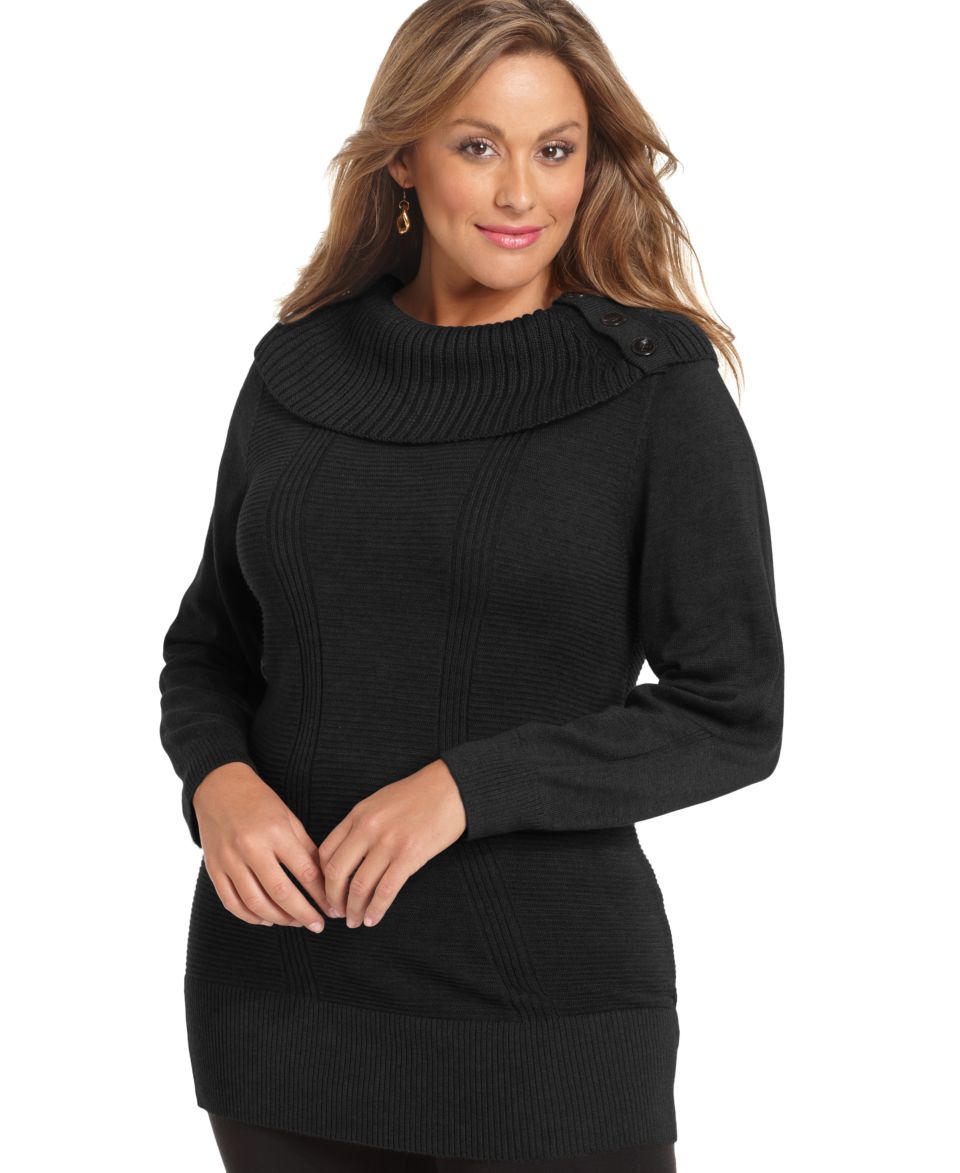 Baby Phat Plus Size Sweater, Long Sleeve Striped Cowl Neck   Plus