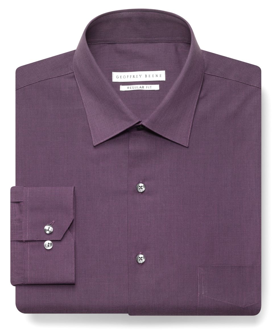 Geoffrey Beene Dress Shirt, Solid Sateen Fitted Long Sleeve Shirt