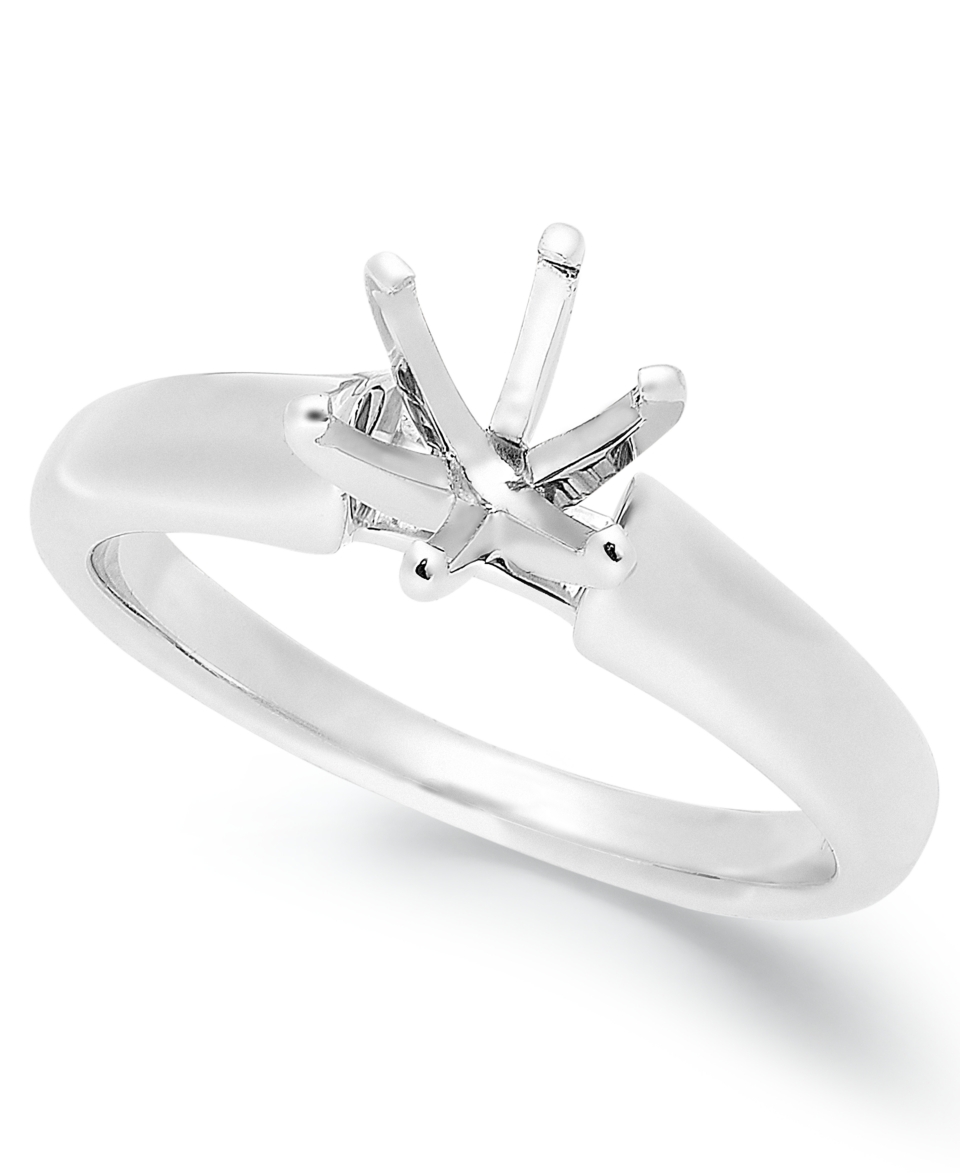 14k White Gold Ring Setting, Cathedral 6 Prong Solitaire Ring Setting