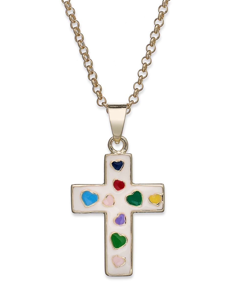 CRISLU Childrens Necklace, Platinum over Sterling Silver Clear Cubic Zirconia Cross Pendant (1/3 ct. t.w.)   Fashion Jewelry   Jewelry & Watches