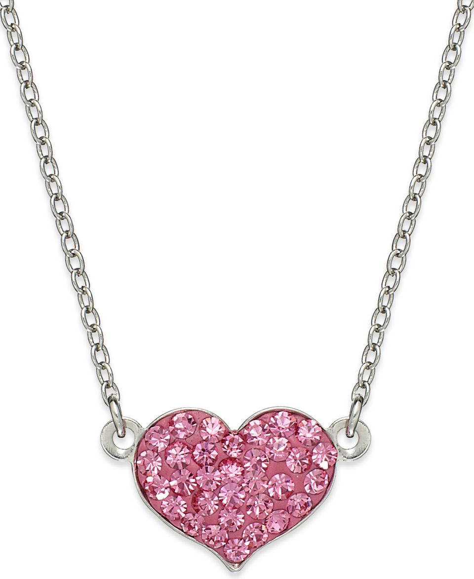Kaleidoscope Sterling Silver Necklace, Pink Crystal Heart Pendant with