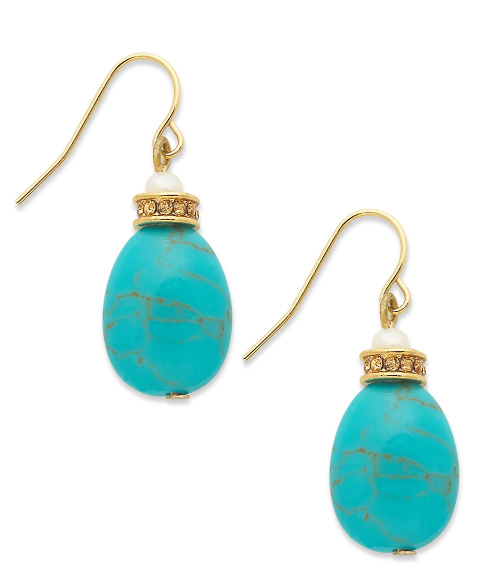 Lauren Ralph Lauren Earrings, 14k Gold Plated Reconstituted Turquoise