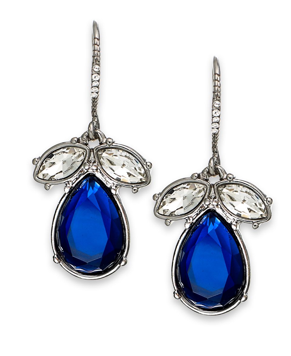Charter Club Earrings, Silver tone Blue Stone Drop Earrings