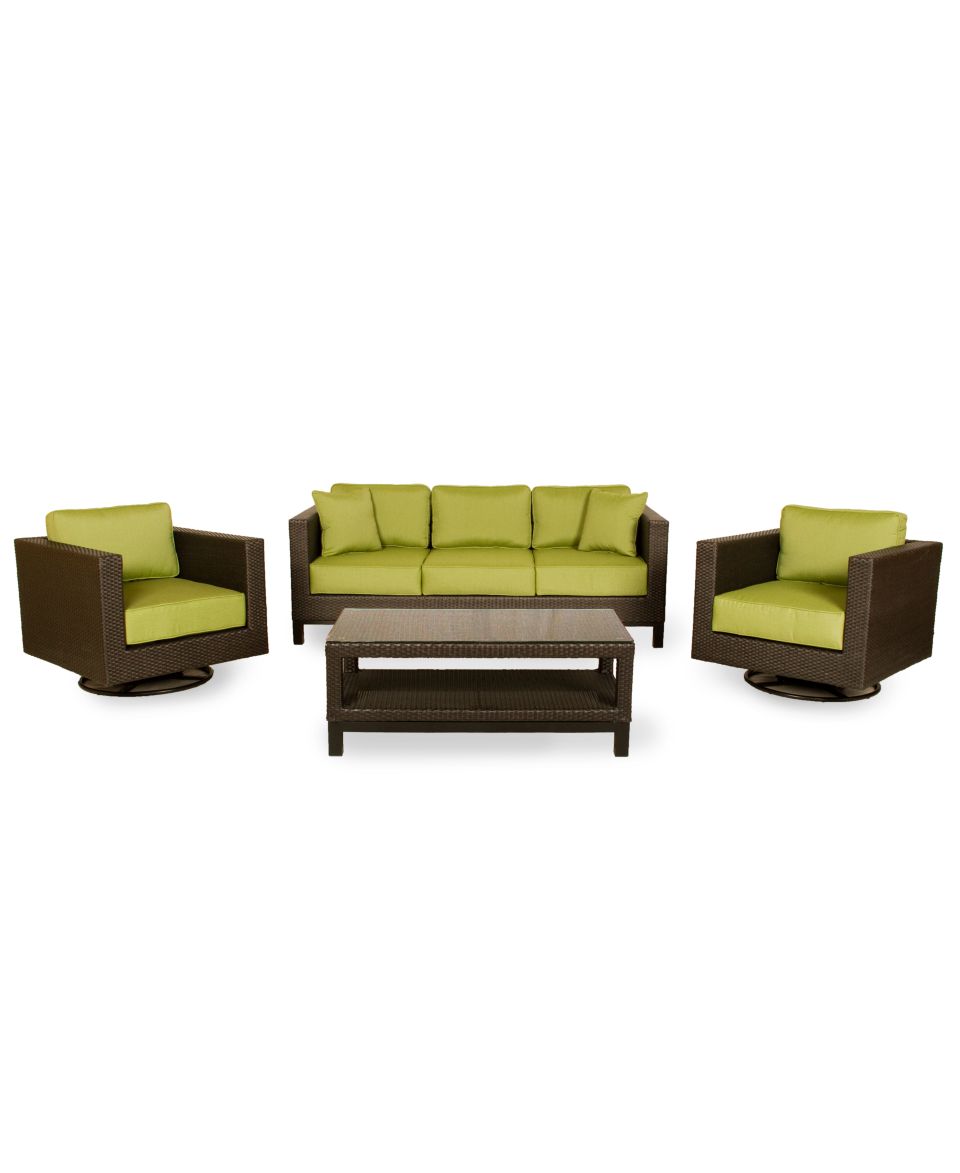 Belize Outdoor 6 Piece Seating Set 1 Sofa, 2 Swivel Chairs, 1 Coffee Table and 2 Ottomans   Furniture