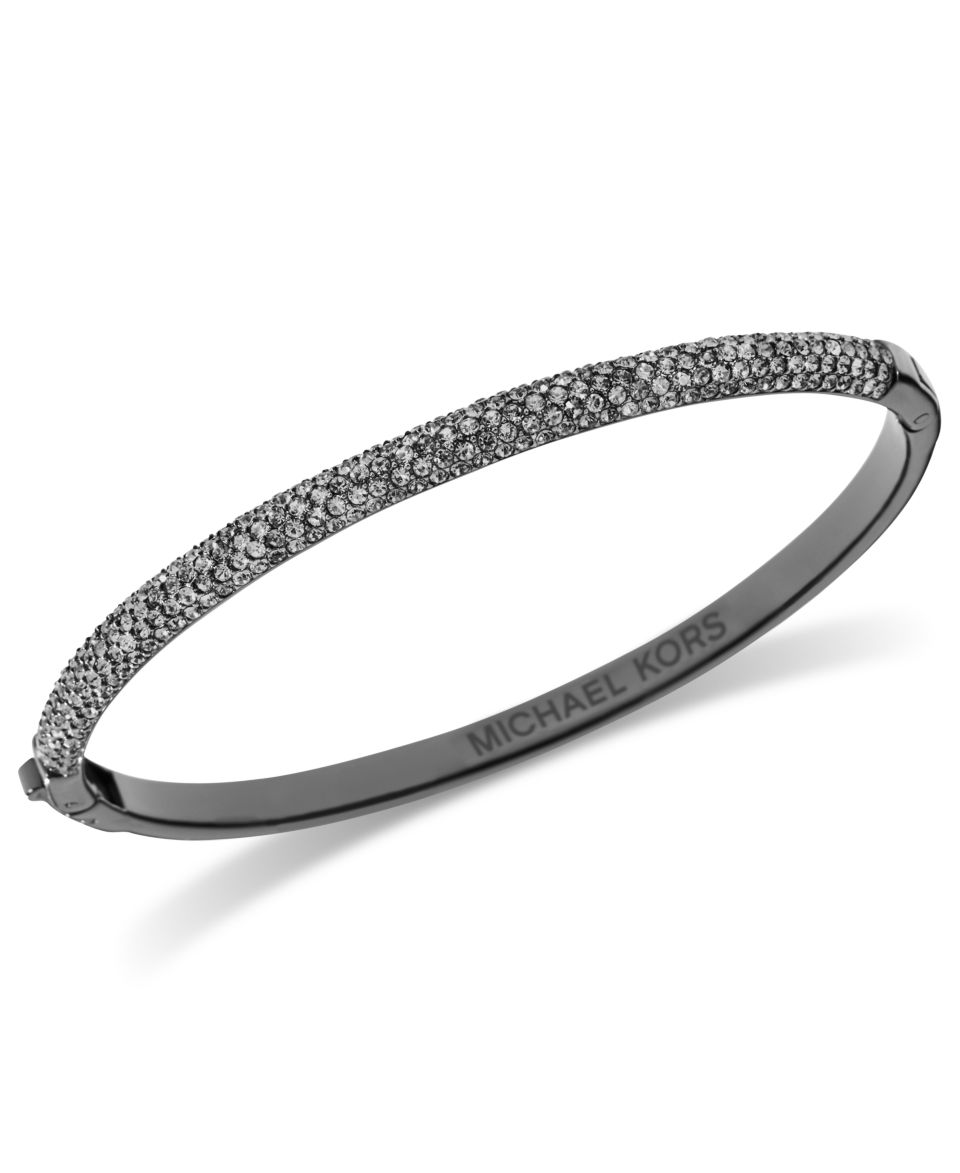 Michael Kors Bracelet, Gunmetal Tone Glass Pave Hinge Bangle Bracelet