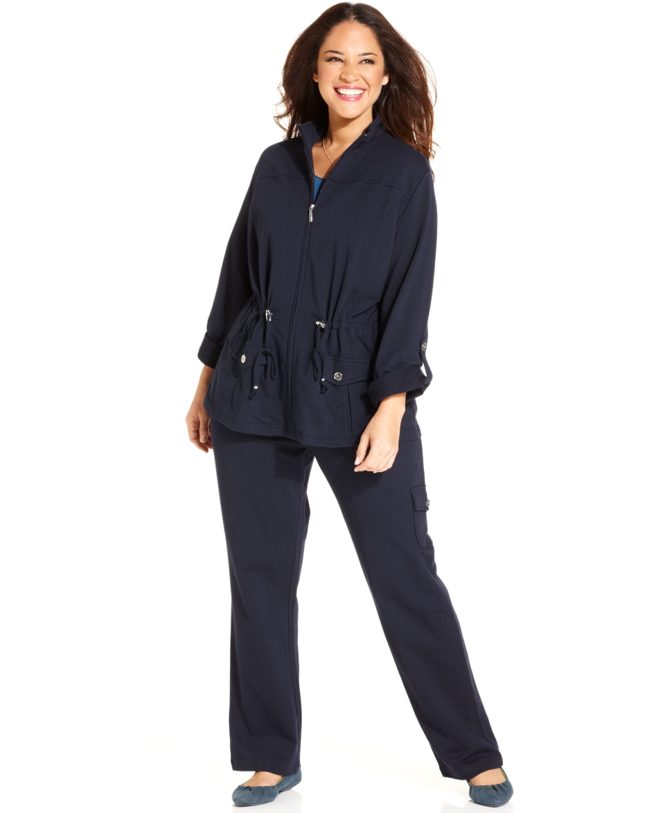 Karen Scott Plus Size Anorak Jacket & Straight Leg Pull On Pants