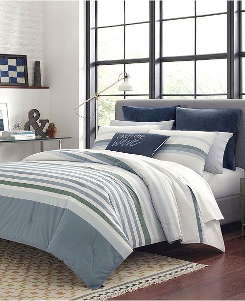 Pleated face on the comforter and shams withpleated face on the comforter and shams with a solid color reverse. macy s
