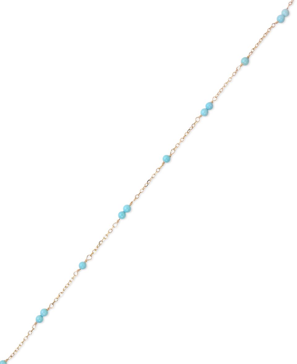 14k Gold Necklace, Cultured Freshwater Pearl (2 3/4 3mm) and Turquoise