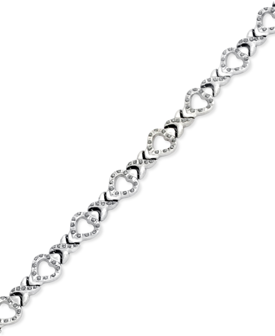 Platinum Over Sterling Silver Bracelet, Diamond Accent X Link Bracelet