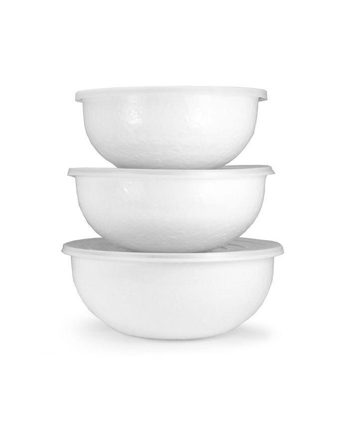 Golden Rabbit Solid White Enamelware Collection Mixing Bowls Set Of 3 Reviews Home Macy S