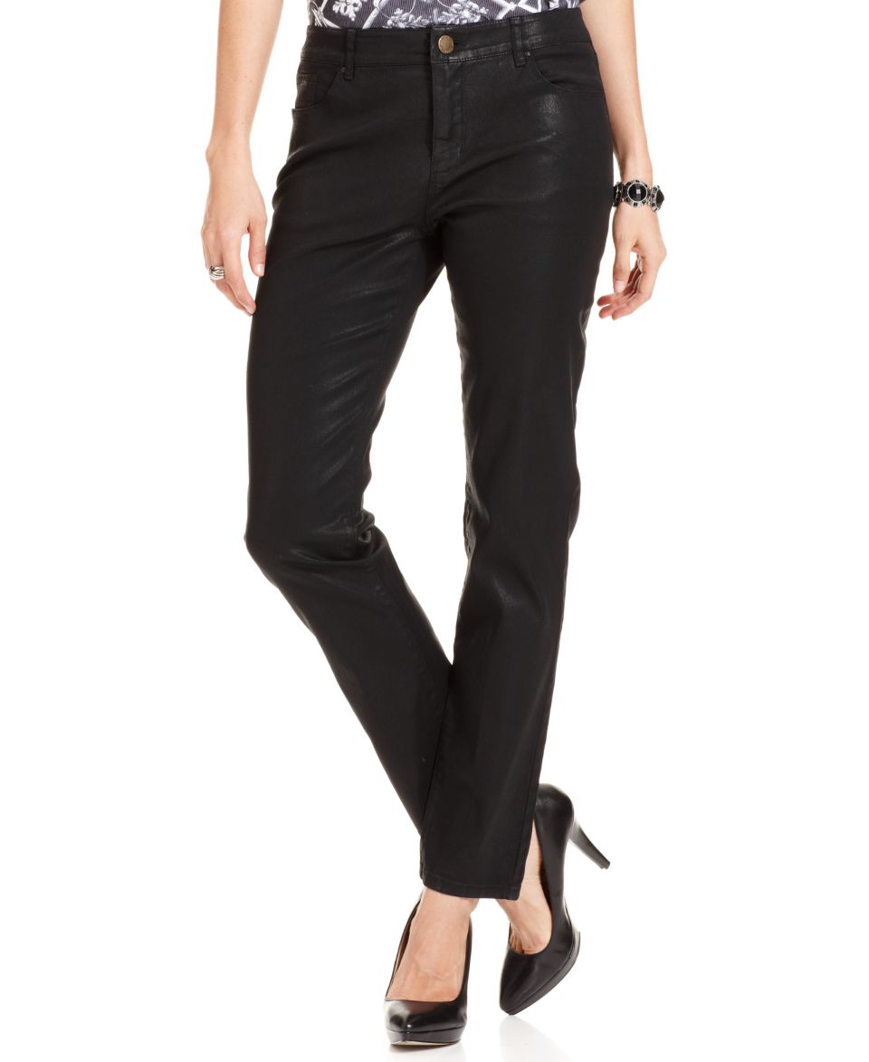 Style&co. Petite Jeans, Skinny Coated, Black Wash