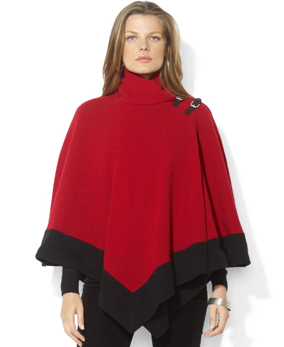 Lauren Ralph Lauren Coat, Colorblocked Wool Poncho