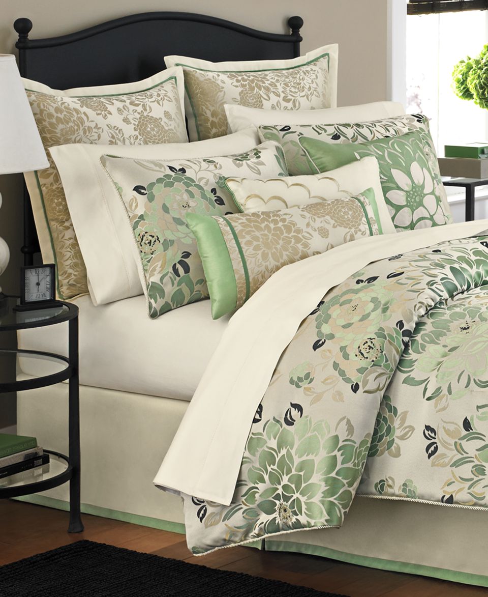 Martha Stewart Collection Bedding, Jade Flowers 9 Piece Comforter Sets