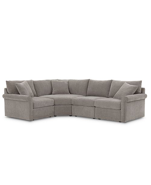 Furniture Wedport 4 Pc Fabric L Shape Sectional Sofa With Wedge Corner Piece Created For Macy S Reviews Furniture Macy S