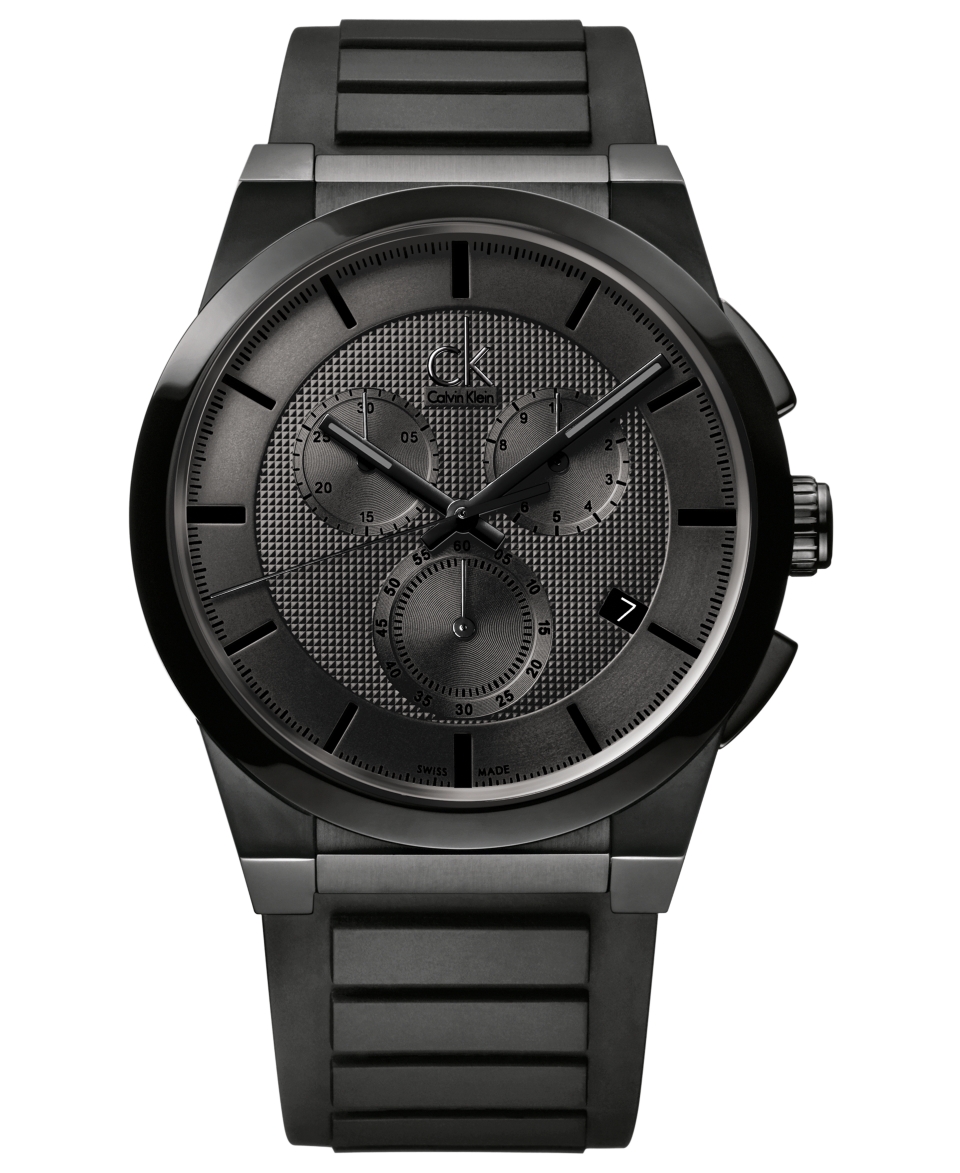 ck Calvin Klein Watch, Mens Swiss Chronograph Dart Black Rubber Strap