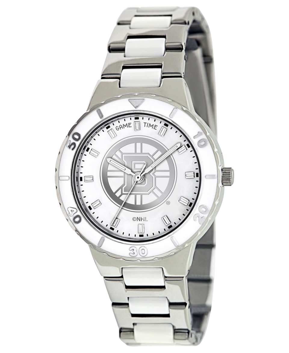 Game Time Watch, Womens Boston Bruins White Ceramic and Stainless