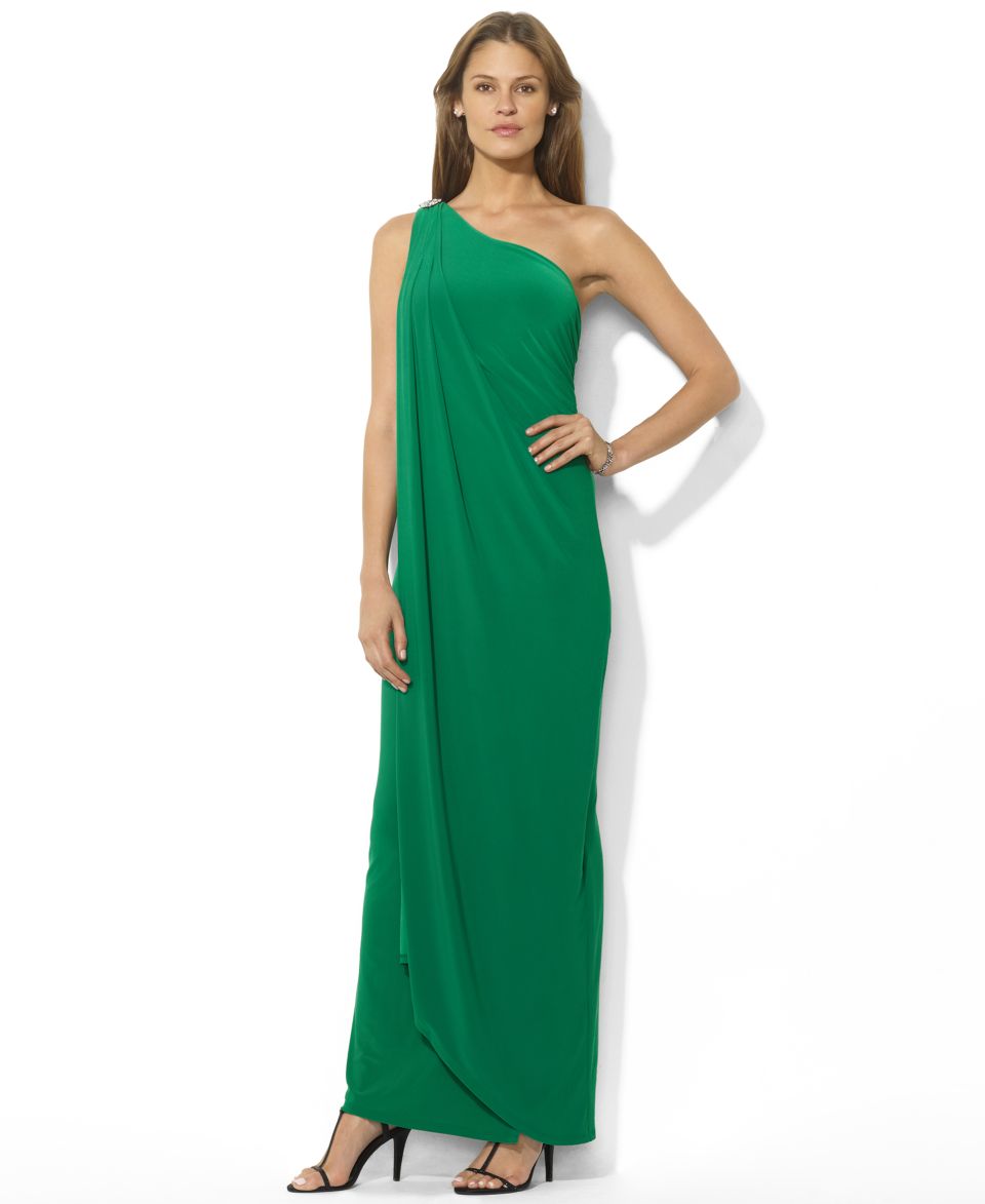 Lauren Ralph Lauren Petite Dress, Sleeveless Metallic Jersey Gown