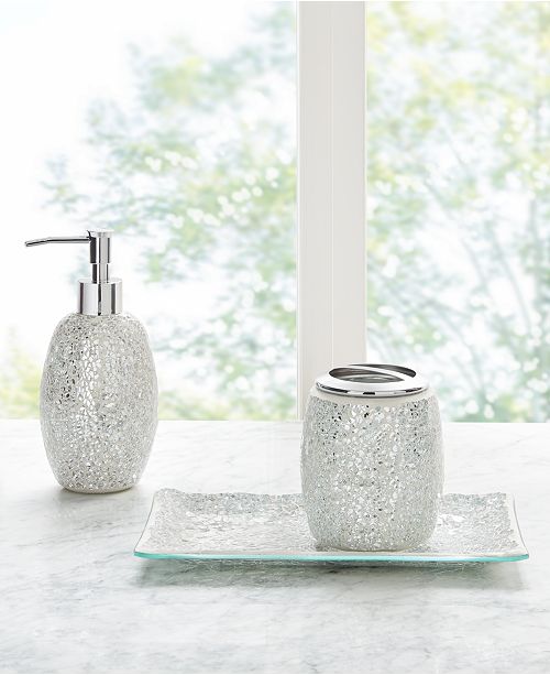 Jla Home Decor Studio Alexia Mirrored Mosaic 3 Pc Bath Accessory Set Reviews Bathroom Accessories Bed Bath Macy S