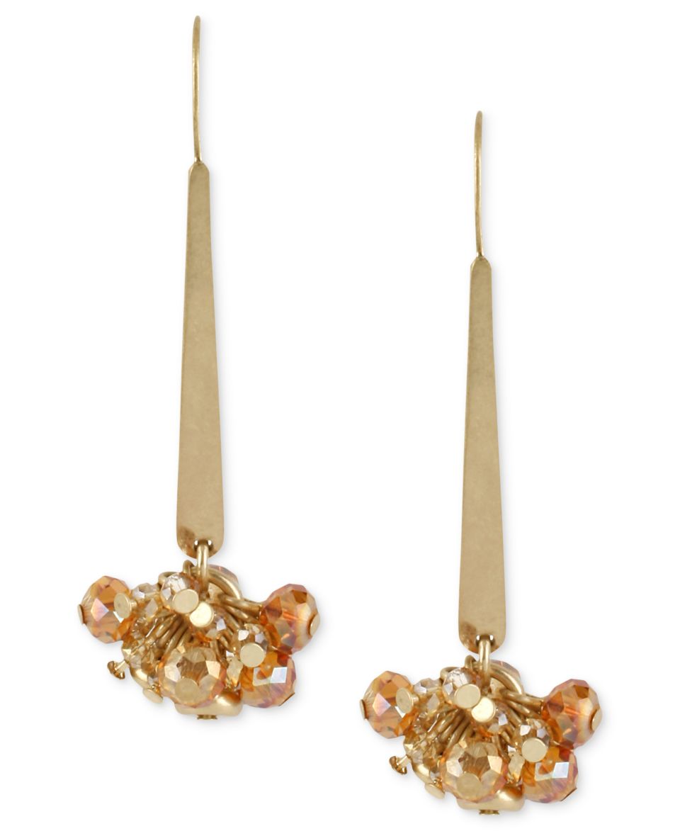 Kenneth Cole New York Earrings, Gold Tone Orange Faceted Shaky Bead
