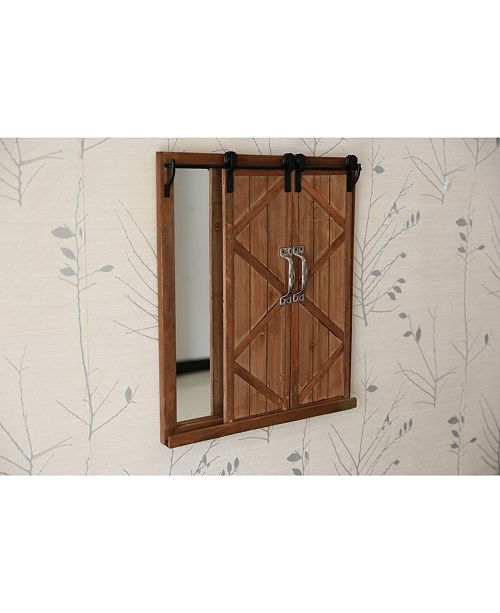 Vintiquewise Decorative Mirror With Sliding Barn Style Wood Rustic Shutters Reviews All Mirrors Home Decor Macy S