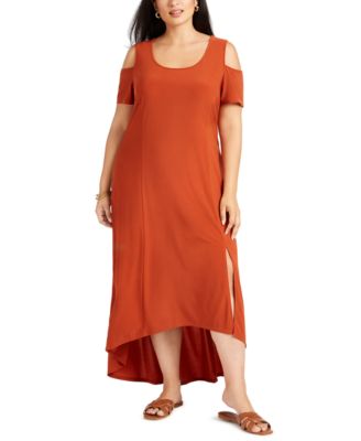cold shoulder high low maxi dress