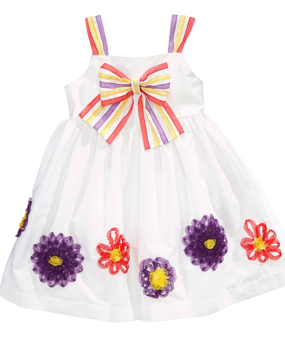 Blueberi Boulevard Girls Dress, Little Girls Soutache Flower Dress
