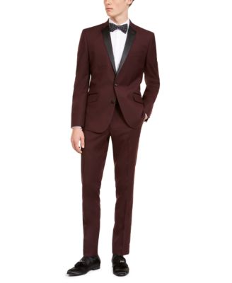 burgundy tuxedo dress