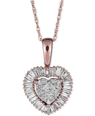 diamond cluster heart pendant