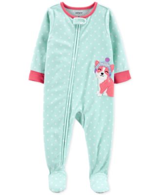 Baby Girls Footed Fleece Corgi Pajamas 
