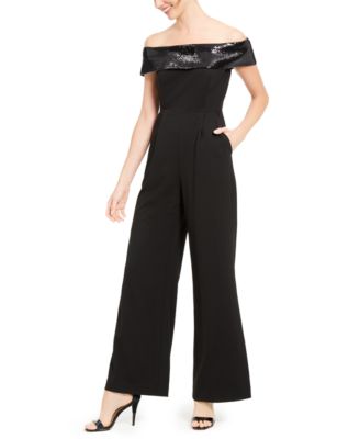 macy's off the shoulder jumpsuit