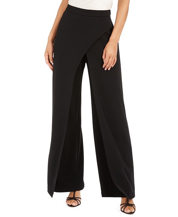 Adrianna Papell Crepe Draped-Front Wide-Leg Pants & Reviews - Pants ...