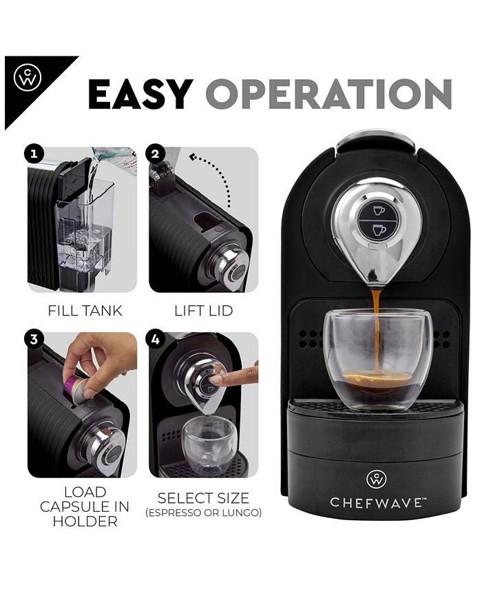 ChefWave Kava Mini Espresso Machine for Nespresso Compatible Capsule