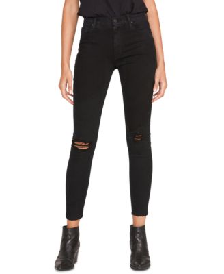 black high waisted super skinny ripped jeans