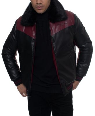 mens bomber jacket with faux fur collar