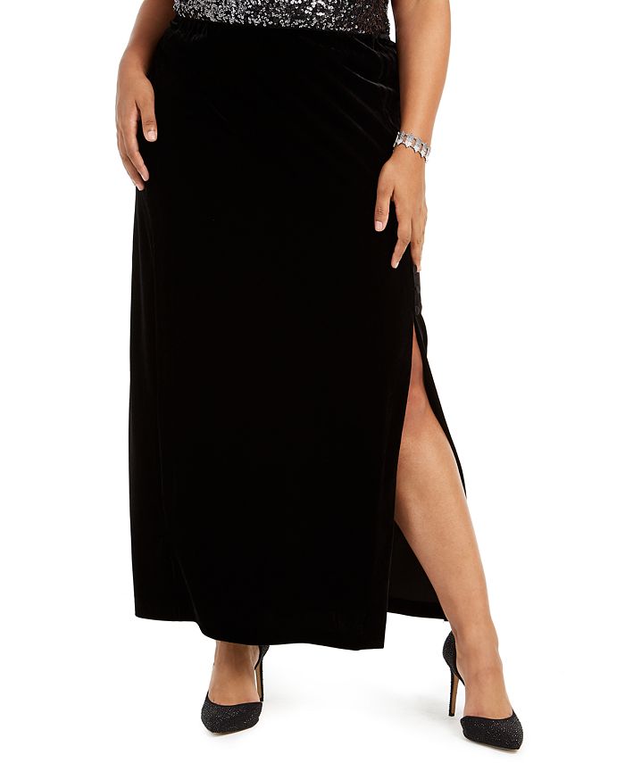 maxi plus size velvet skirts