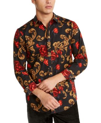 baroque print shirt mens