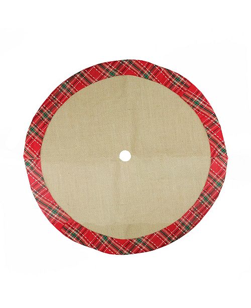 Northlight 20 Rustic Burlap Mini Christmas Tree Skirt With Red Plaid Border Reviews Holiday Shop Home Macy S